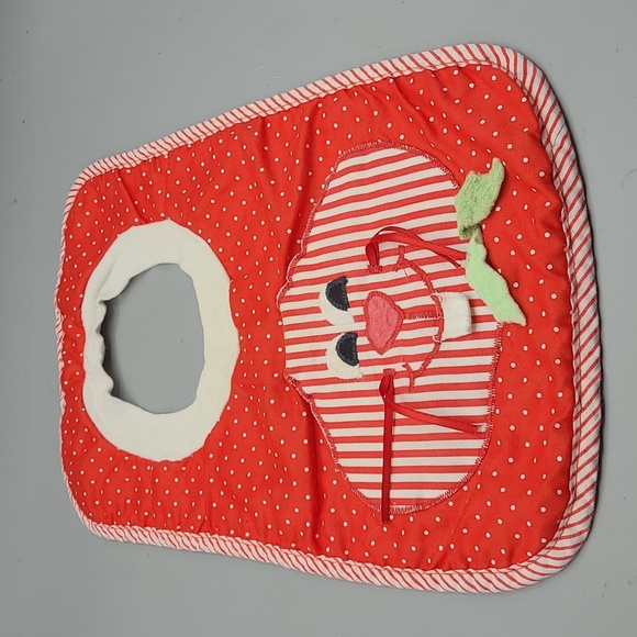 Vintage baby bib red/white bunny polka dot Mullins Square made in USA terrycloth - Picture 1 of 6